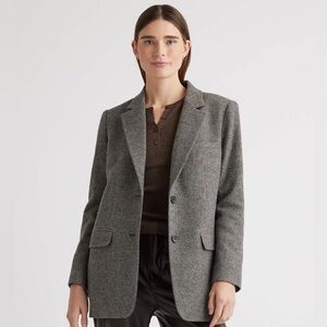 Quince size medium Italian wool Oversized two button up gray Women's Blazer